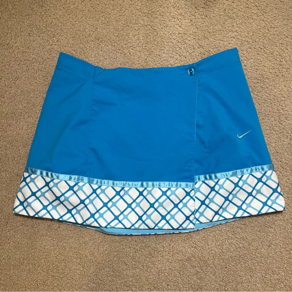 Vintage Nike Blue Wrap Tennis Skirt Y2K Women’s Size Medium White Swoosh Logo